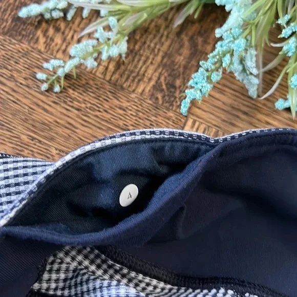 LULULEMON Wunder Under Cropped Leggings Navy White Gingham - Picture 5 of 6